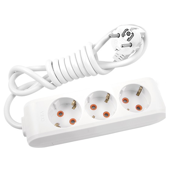 VIKO MULTI-LET BEYAZ ÜÇLÜ PRIZ TOPRAKLI KABLOLU 2 MT Ç.K.(ÇARPMA KARSITI ÖRTÜCÜ)